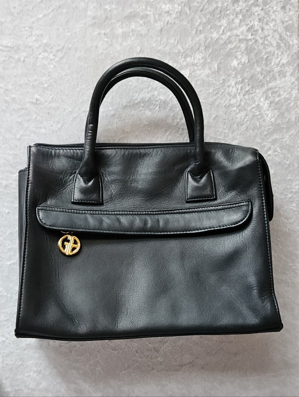 Giani Bernini Blue-Black Leather Satchel/Top-Handle Bag